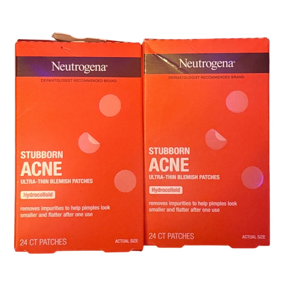 NEW Neutrogena Stubborn Acne Hydrocolloid Ultra-Thin Blemish Patches 24 Ct x2